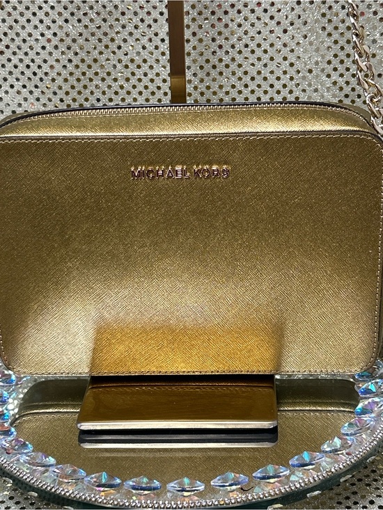 Michael Kors Handbags - Michael Kors Gold Crossbody Bag Approx. 9.5 x 6.5 x 2